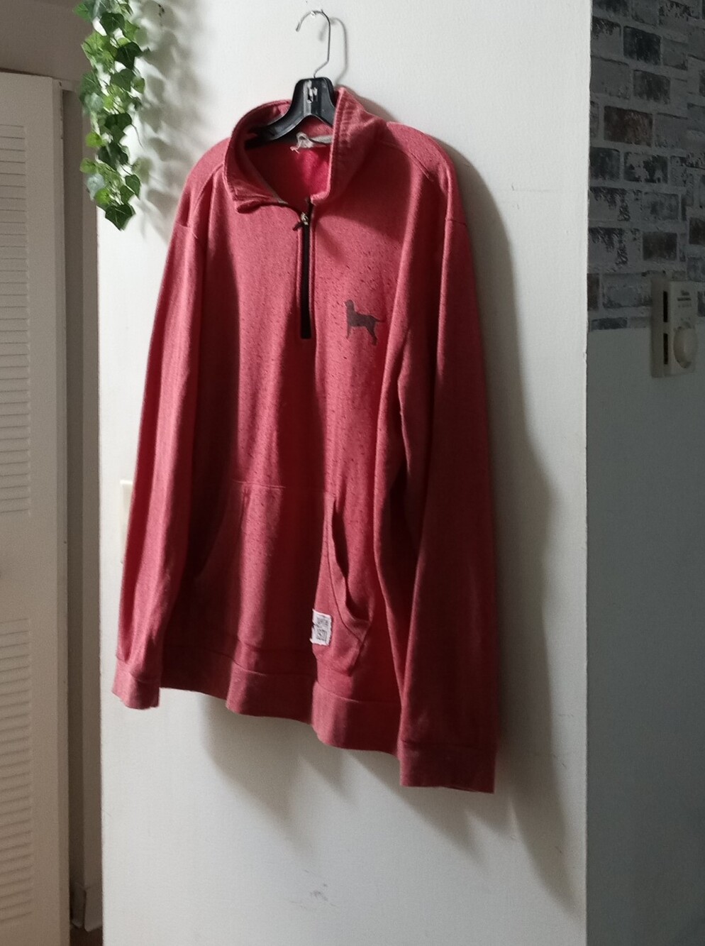 The Black Dog Men's Zip-Up Sweater in Brick Red
